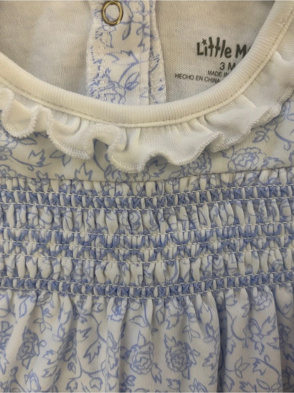 Little Me Smocked Blue Floral Baby Sleep & Play